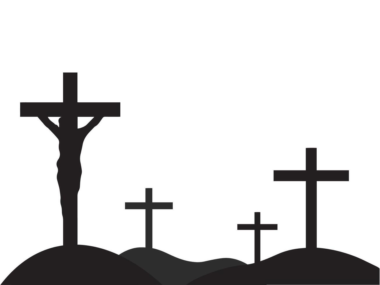 Jesus on the Cross Black and White background illustration vector