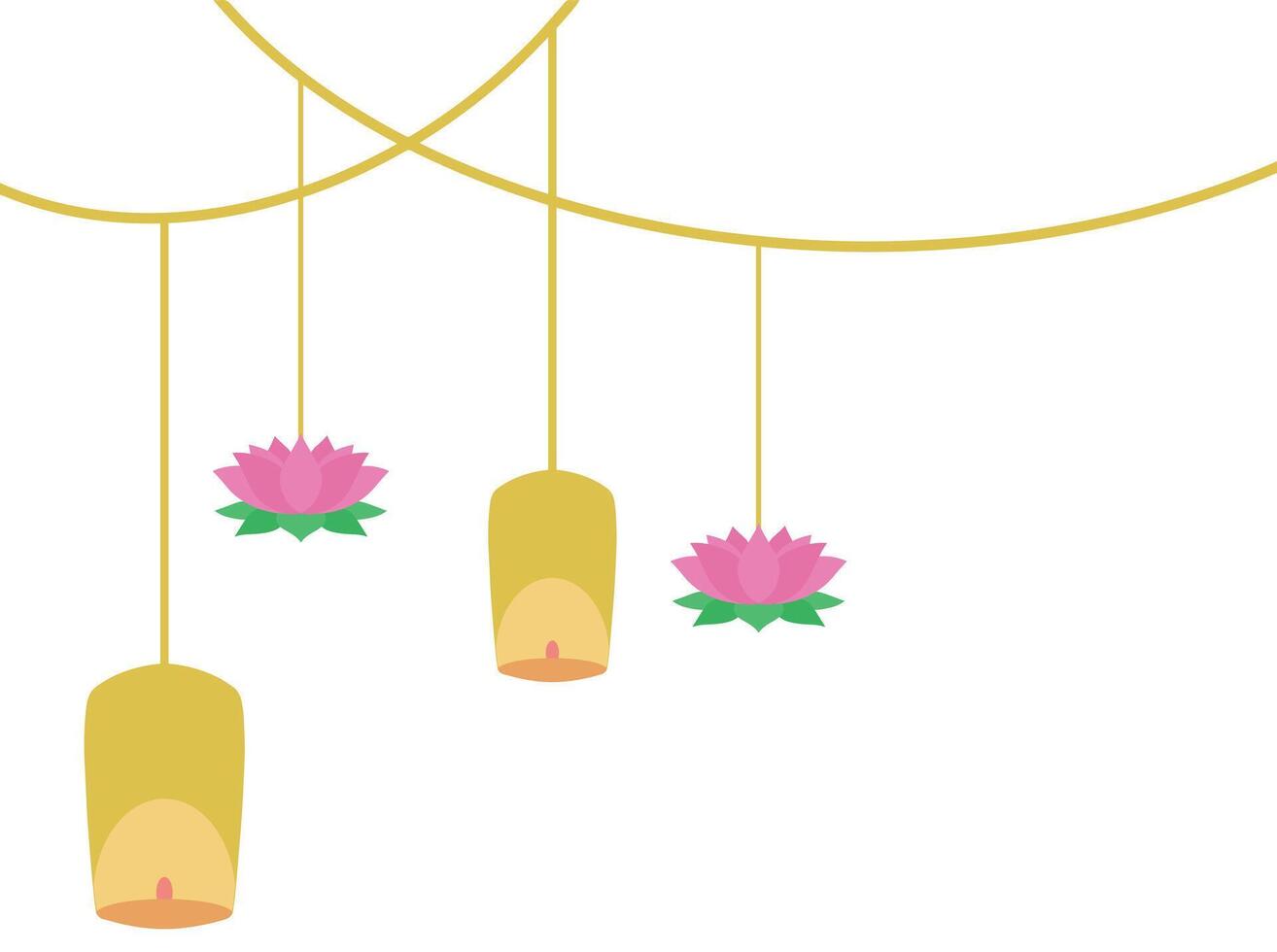 Vesak Day Lantern and Lotus Background illustration vector