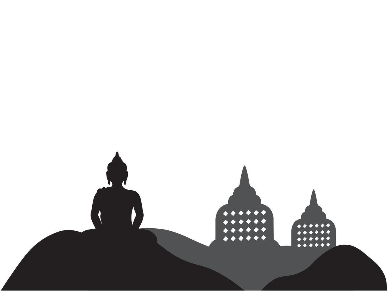 Vesak Day Frame Line Art Illustration vector