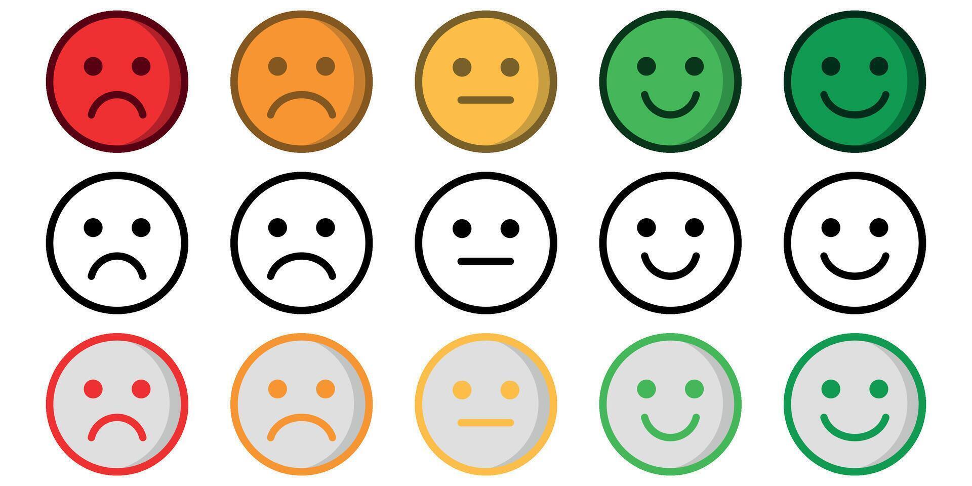 collection of sad to happy emoticons vector