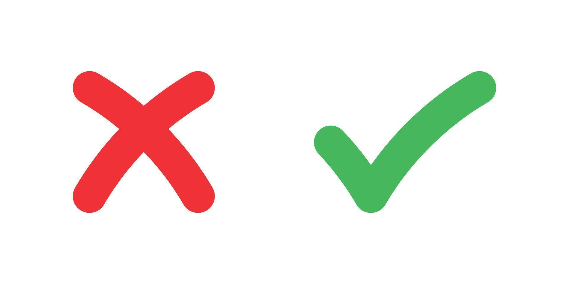red cross and green tick vector
