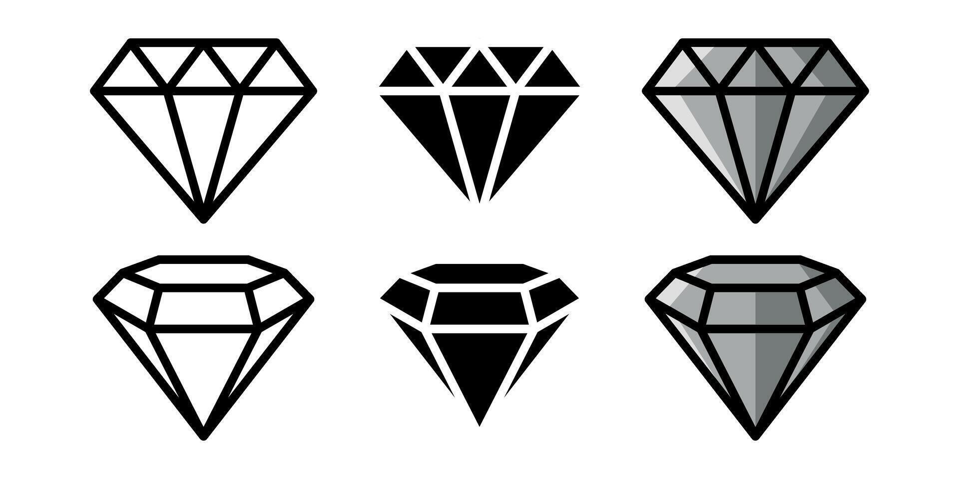simple diamond icon set collection vector