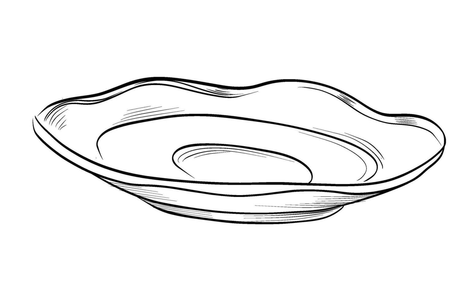 Ceramic saucer for cup hand drawn sketch vector