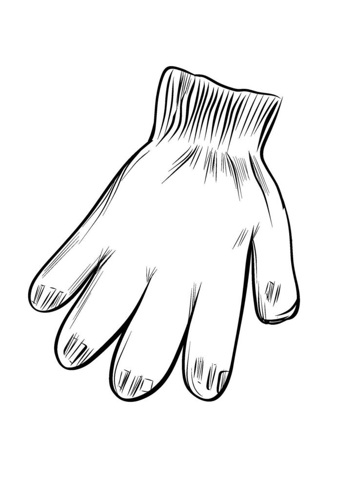 Single garden glove illustration with detailed outline vector