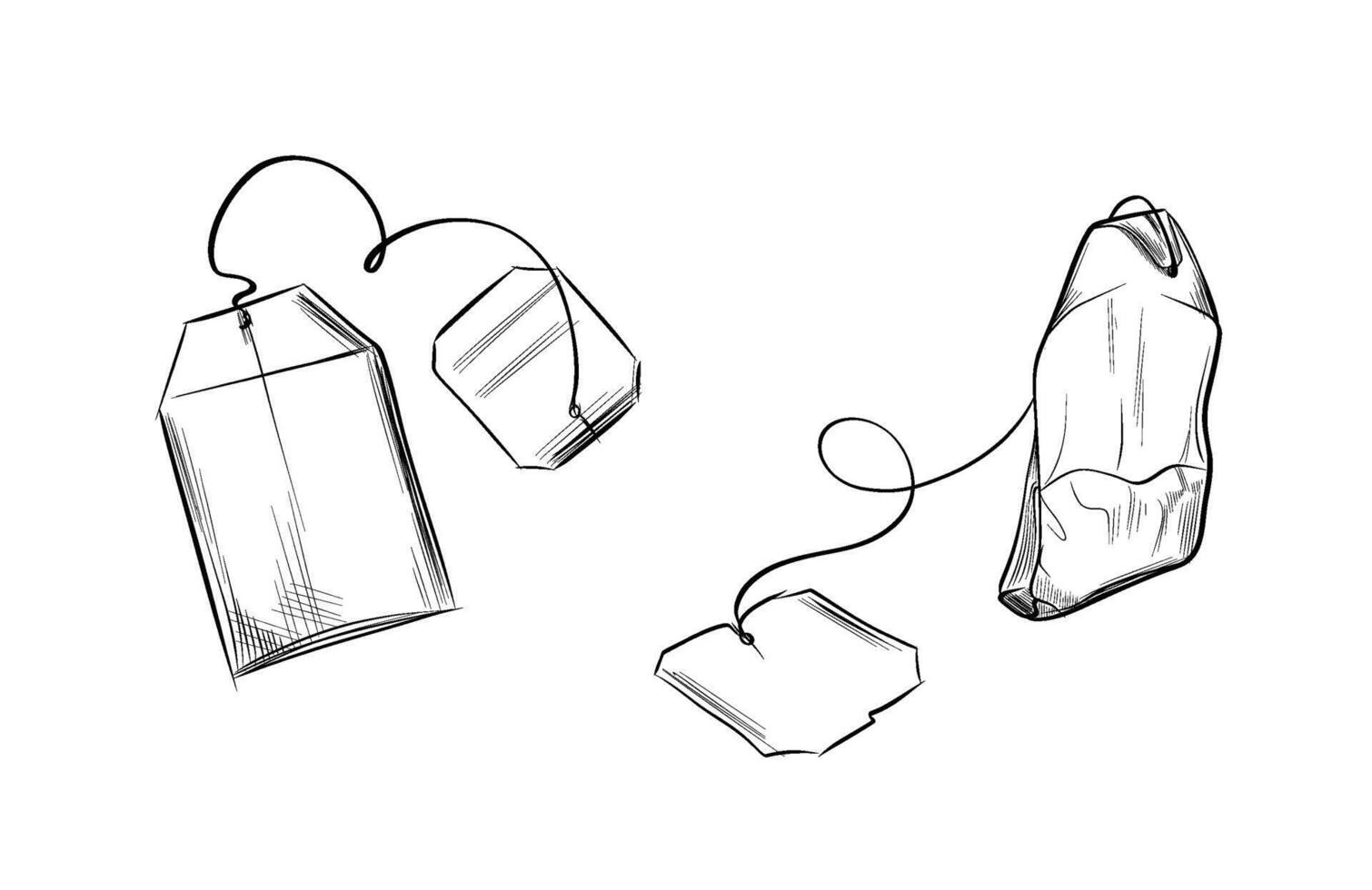 Various tea bags hand drawn elements vector