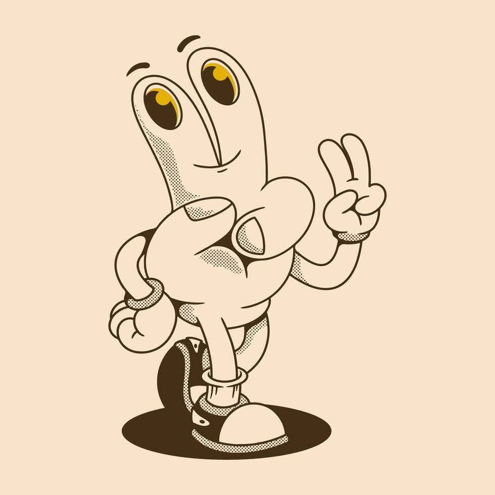 Peace Hand Character Walking in Style vector