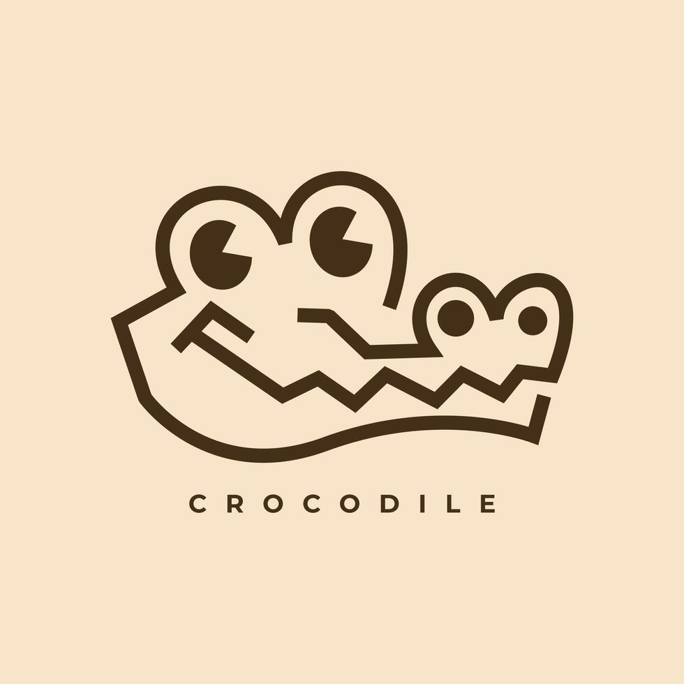 Minimalist Cute Crocodile Line Art for Modern and Playful Designs vector