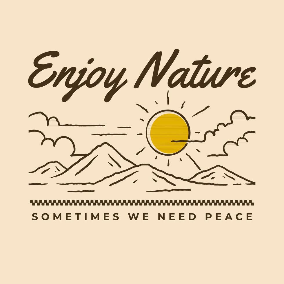 Enjoy Nature. Peaceful Landscape Line Art vector
