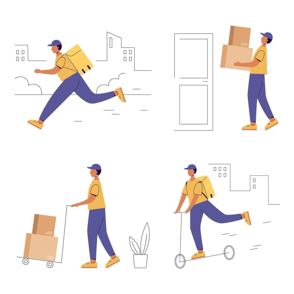 Delivery service set for home and office vector