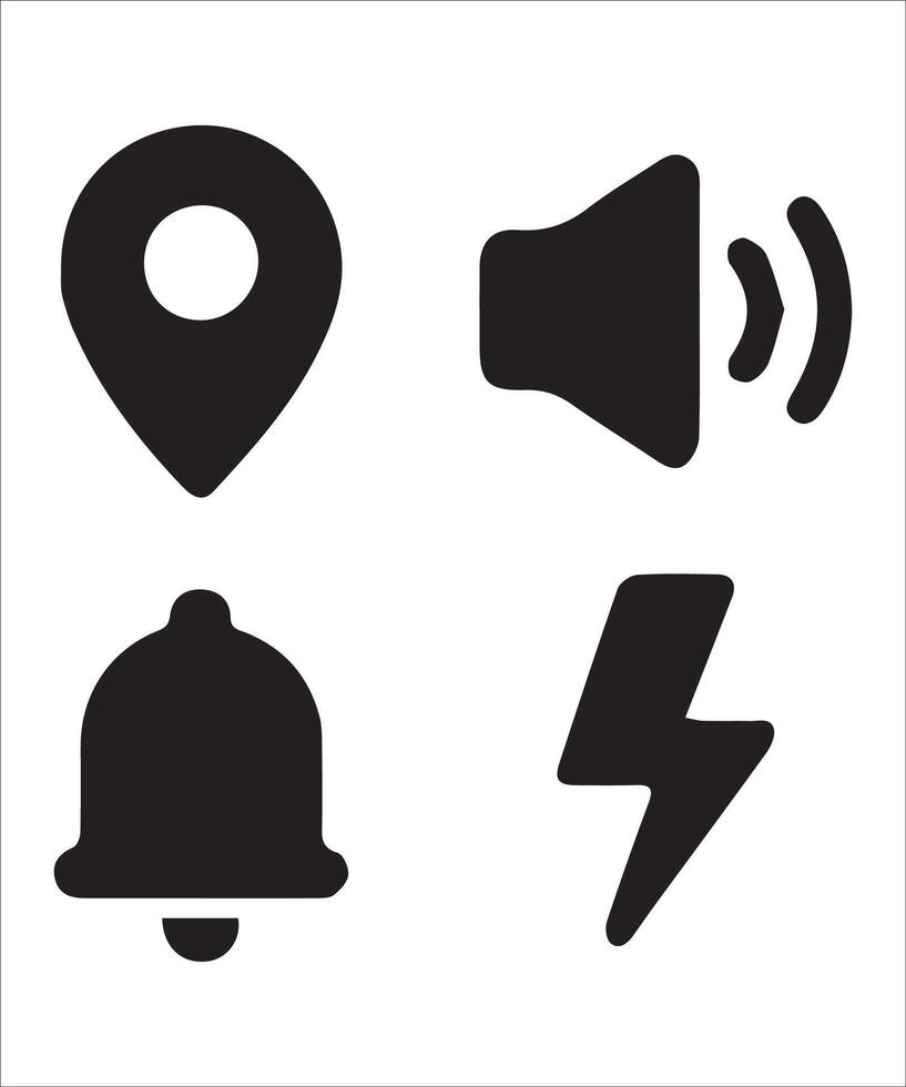 Essential Icons for Alerts Location Sound and Power vector