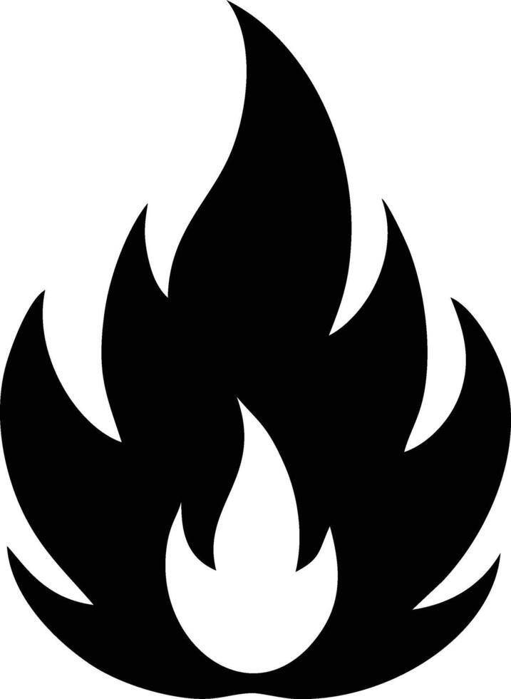 Black and white stylized fire symbol graphic vector