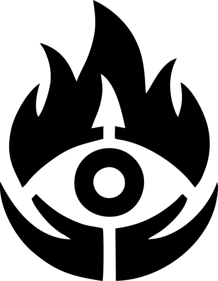 Symbolic logo featuring an eye encircled by flames vector