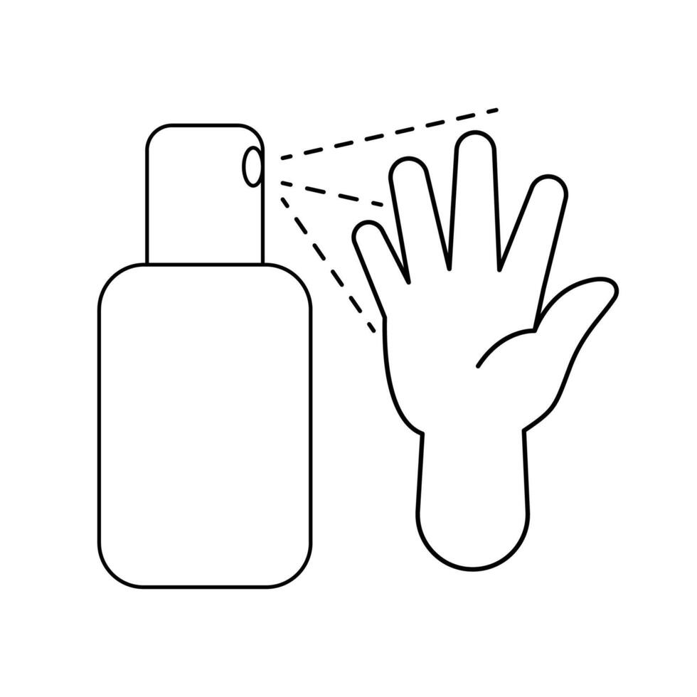 hand washing with sanitizer alcohol spray, hand wash outline, hand wash cartoon art line cute for coloring worksheet vector