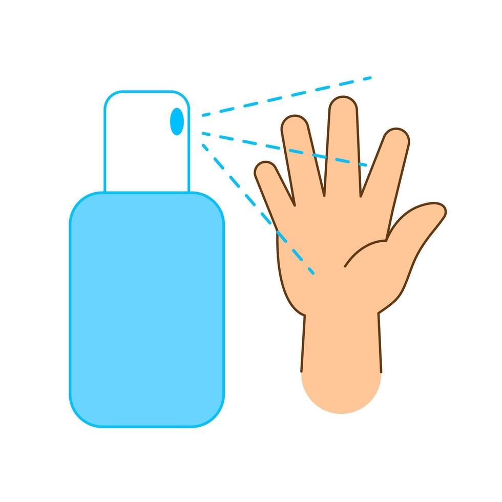 hand washing with sanitizer alcohol spray, hand wash cartoon clip art cute for coloring worksheet vector