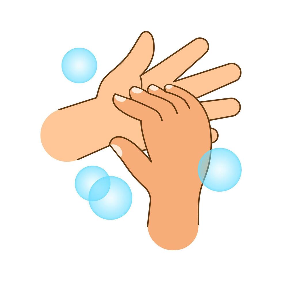 hand washing with soap bubbles, hand wash cartoons clip art cute for coloring worksheet vector