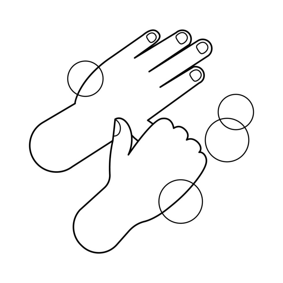 hand washing with soap bubbles, hand wash outline, hand wash cartoon art line cute for coloring worksheet vector