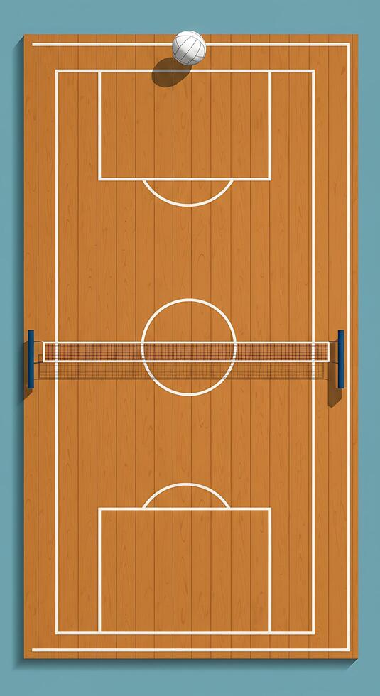 An overhead view of a soccer field with a ball photo