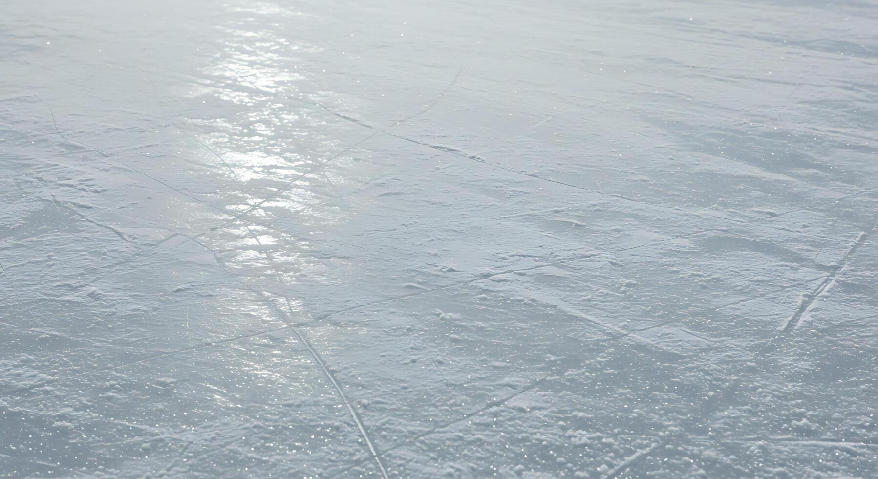 Ice skating rink with snow on the surface photo