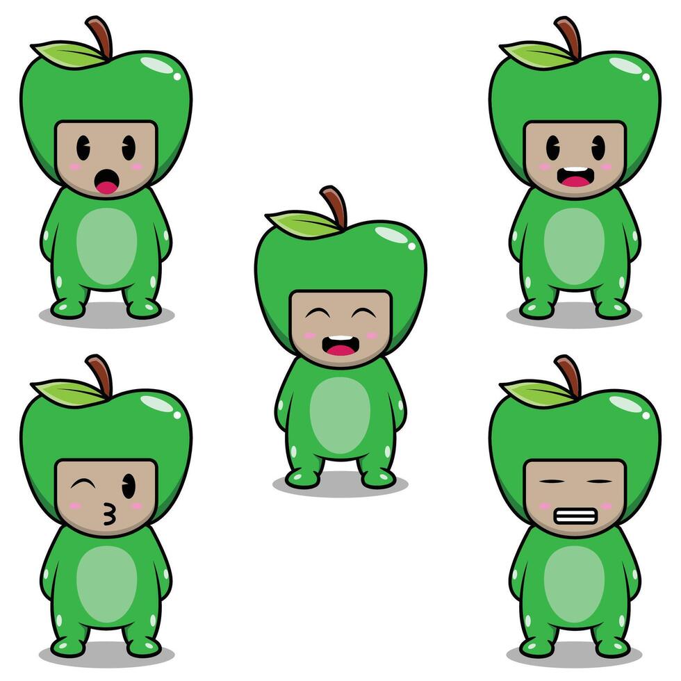 Green Apple Fruit Emoji vector