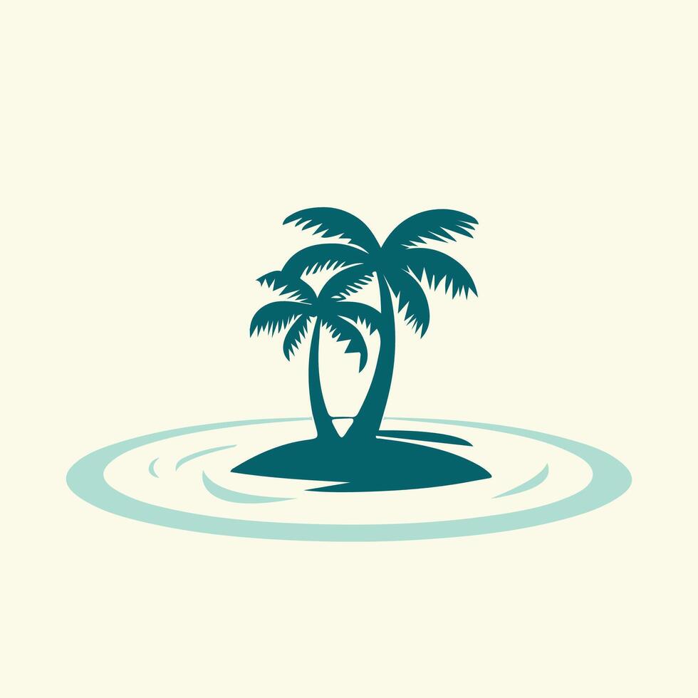 Simple Tropical Island with Palm Trees Illustration vector