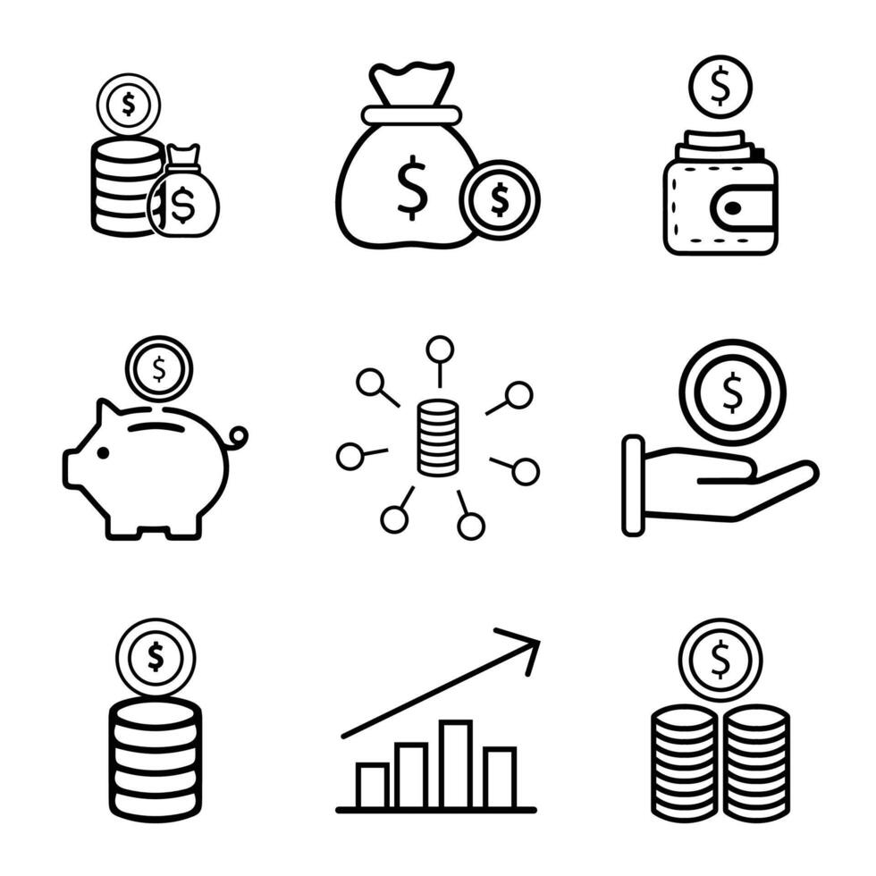 Finance and Investment Line Icons Set vector
