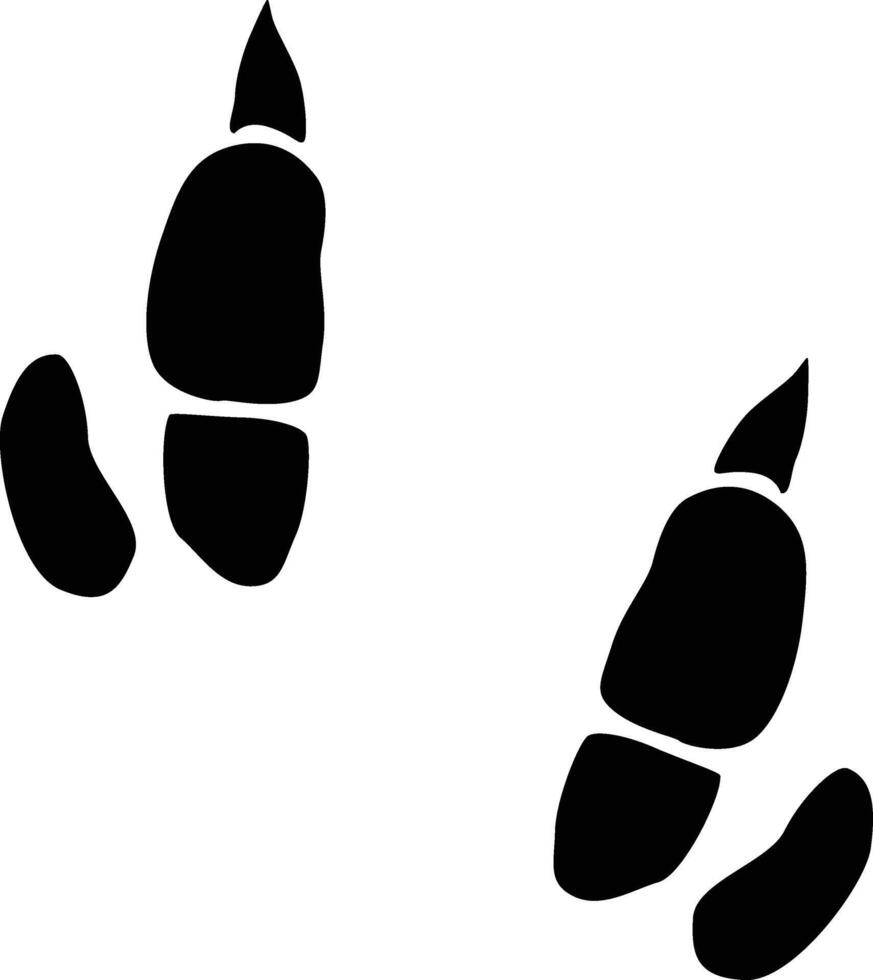 Ostrich paw print silhouette. Animal footprint in black color. vector