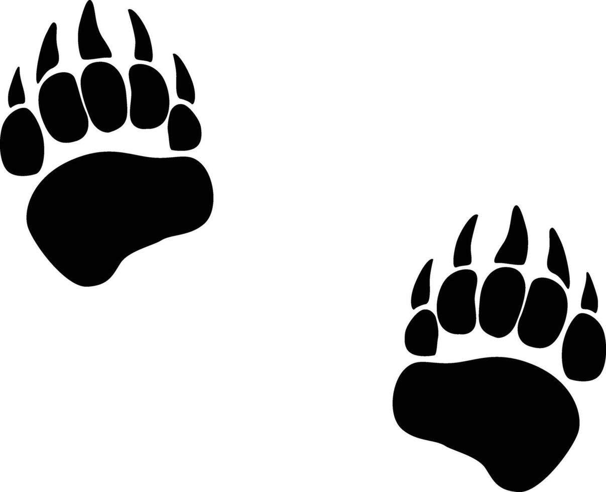 Bear paw print silhouette. Animal footprint in black color. vector