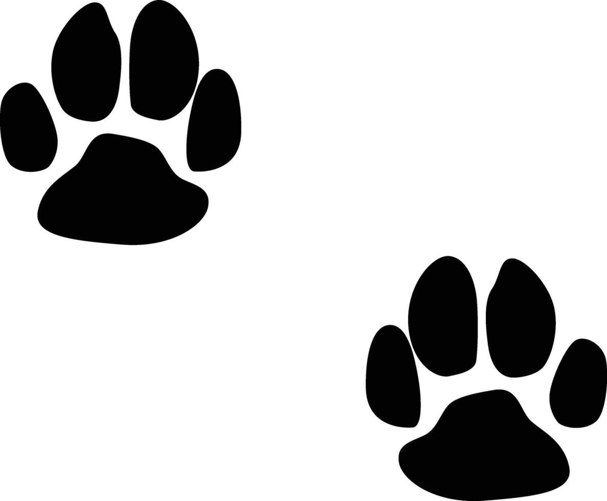 Dog paw print silhouette. Animal footprint in black color. vector