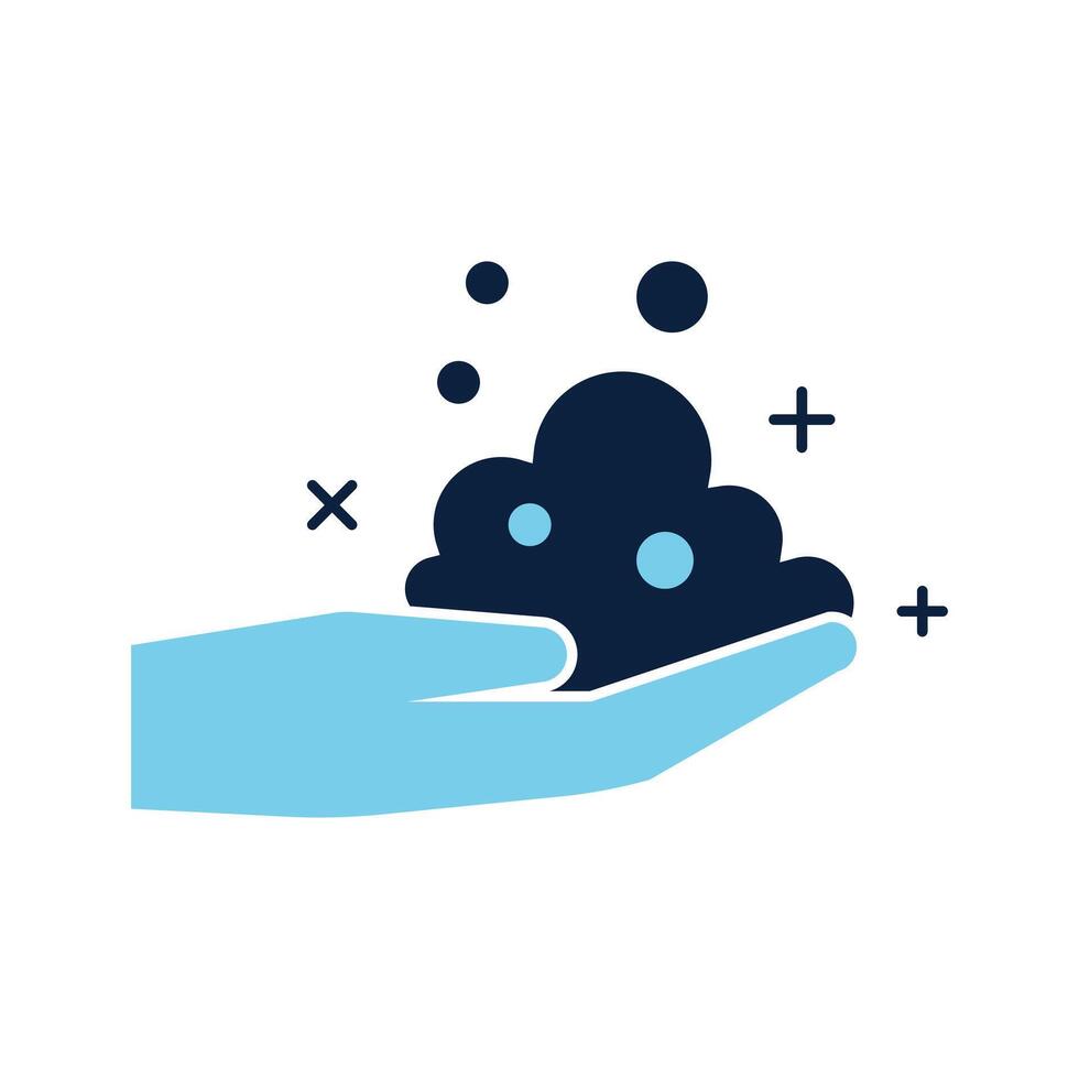 Using soap with hand flat icon vector