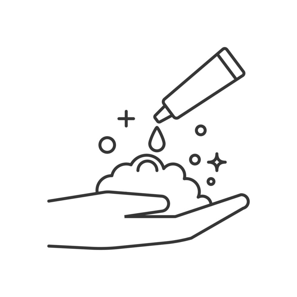 Washing hand with paste soap icon outline vector