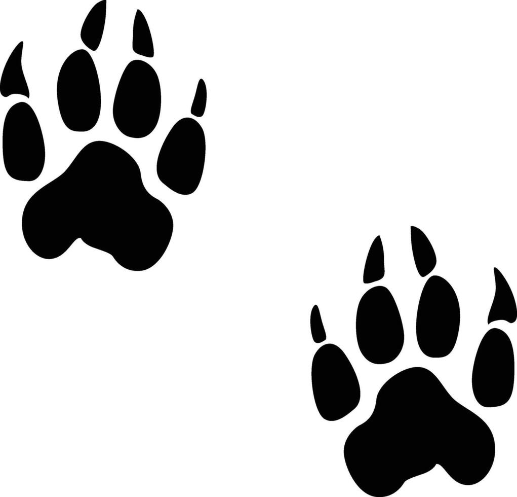 Wolf paw print silhouette. Animal footprint in black color. vector