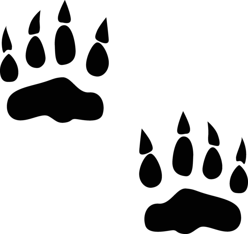 Lion paw print silhouette. Animal footprint in black color. vector