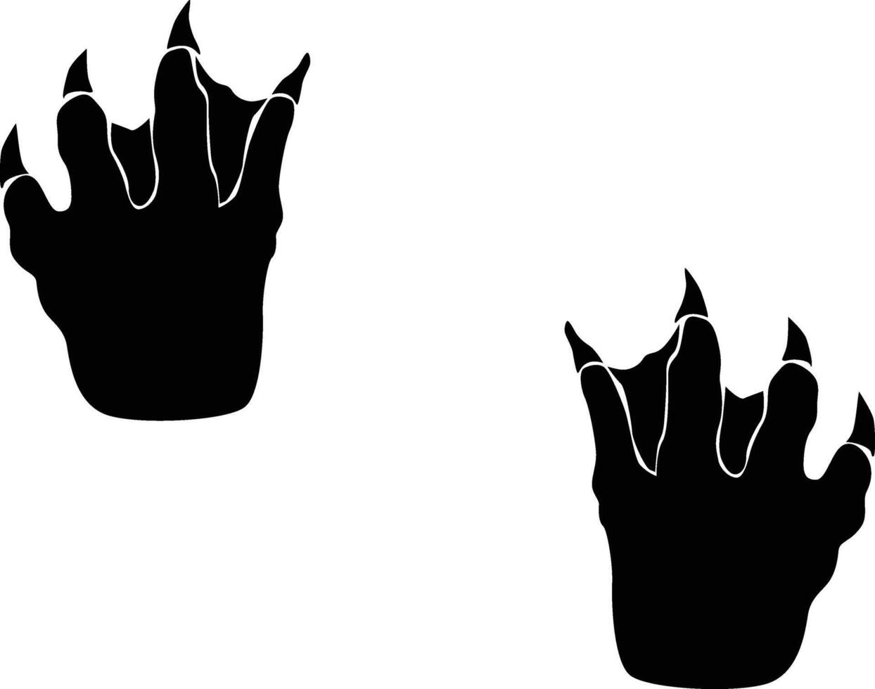 Crocodile paw print silhouette. Animal footprint in black color. vector