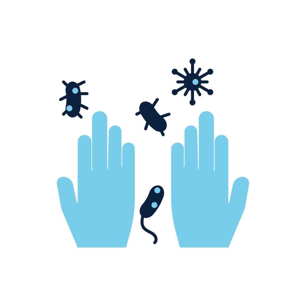 Bacteria on hand flat icon vector