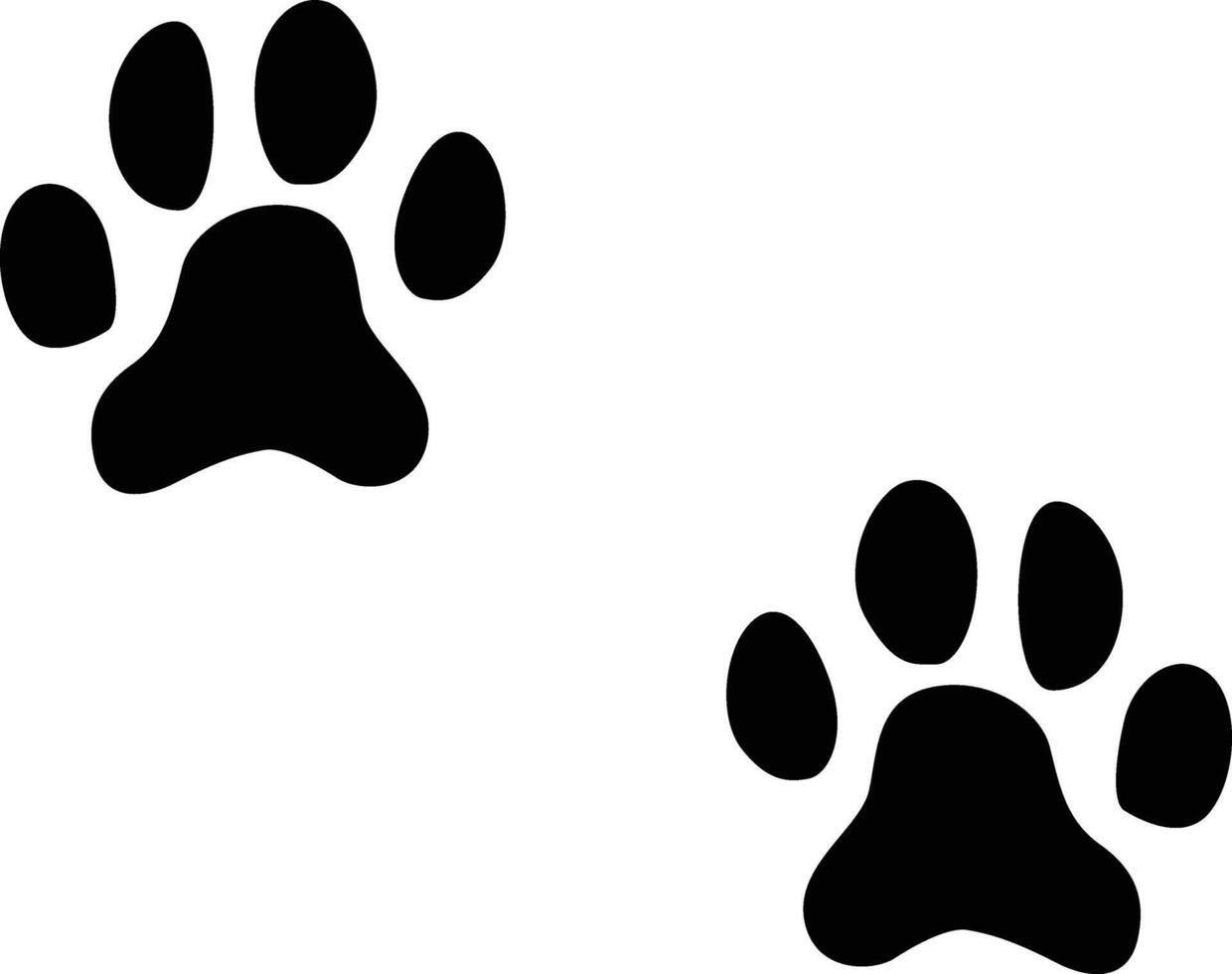 Cat paw print silhouette. Animal footprint in black color. vector