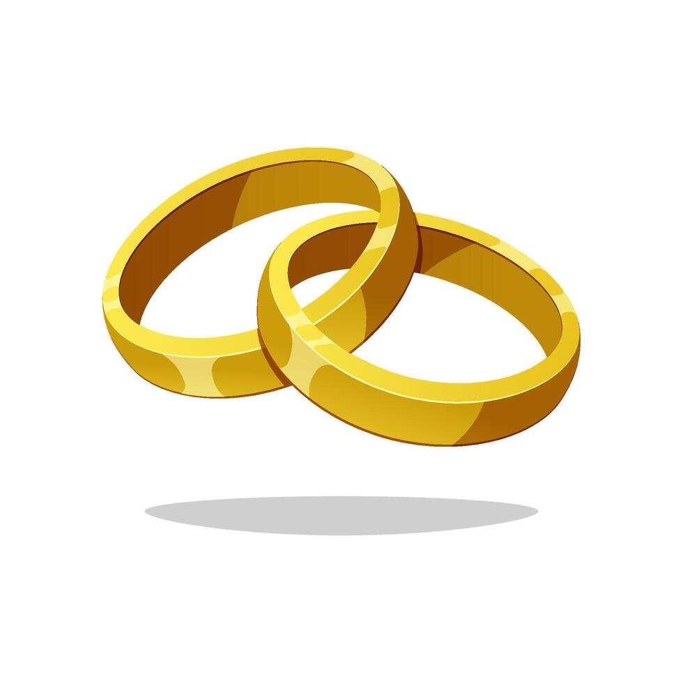 Gold wedding rings isolated on white background. vector