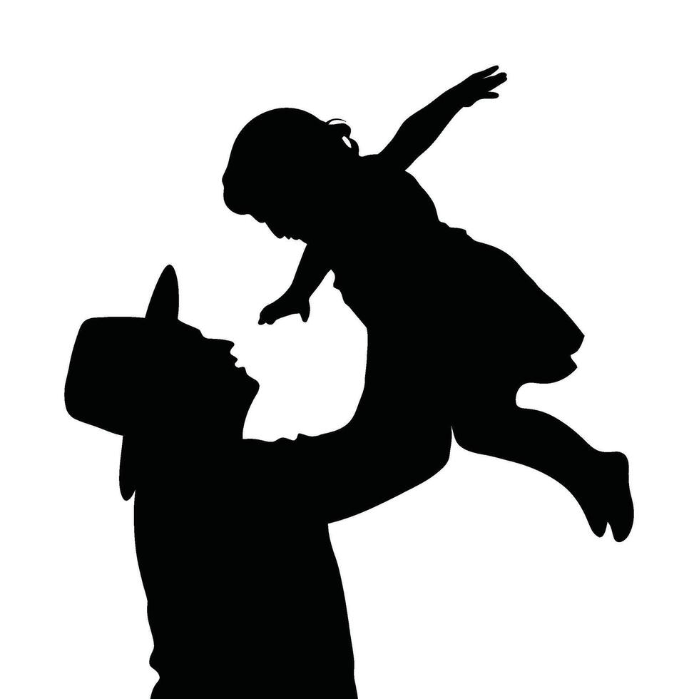 Father's Day concept in black and white silhouette vector