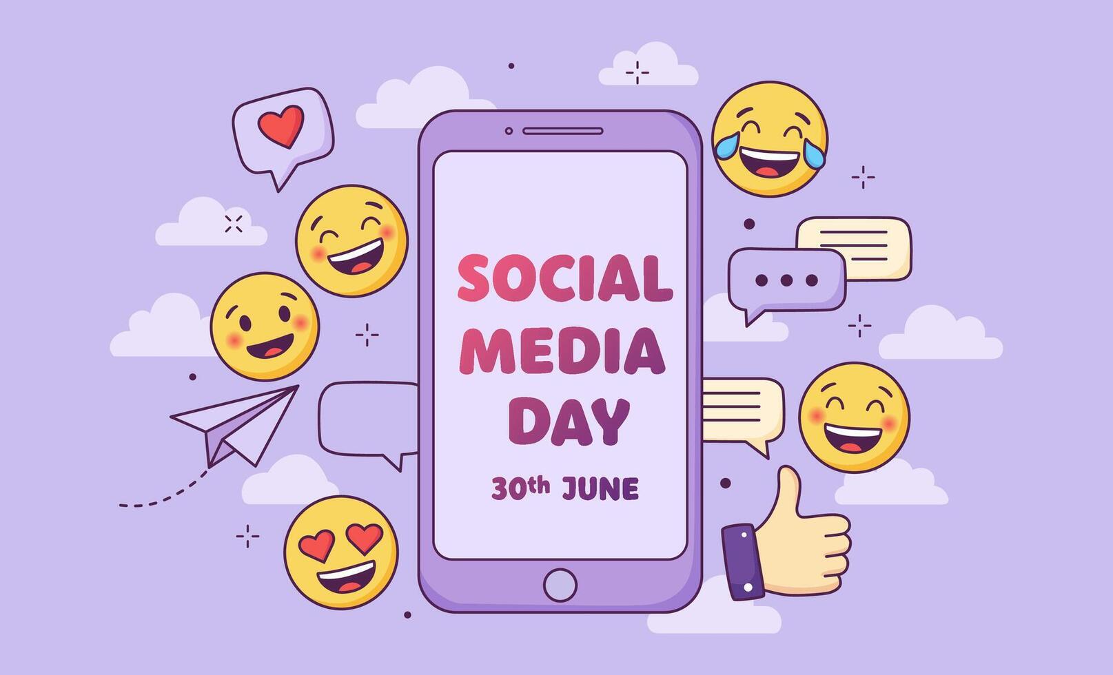Celebrating Social Media Day on a mobile phone vector
