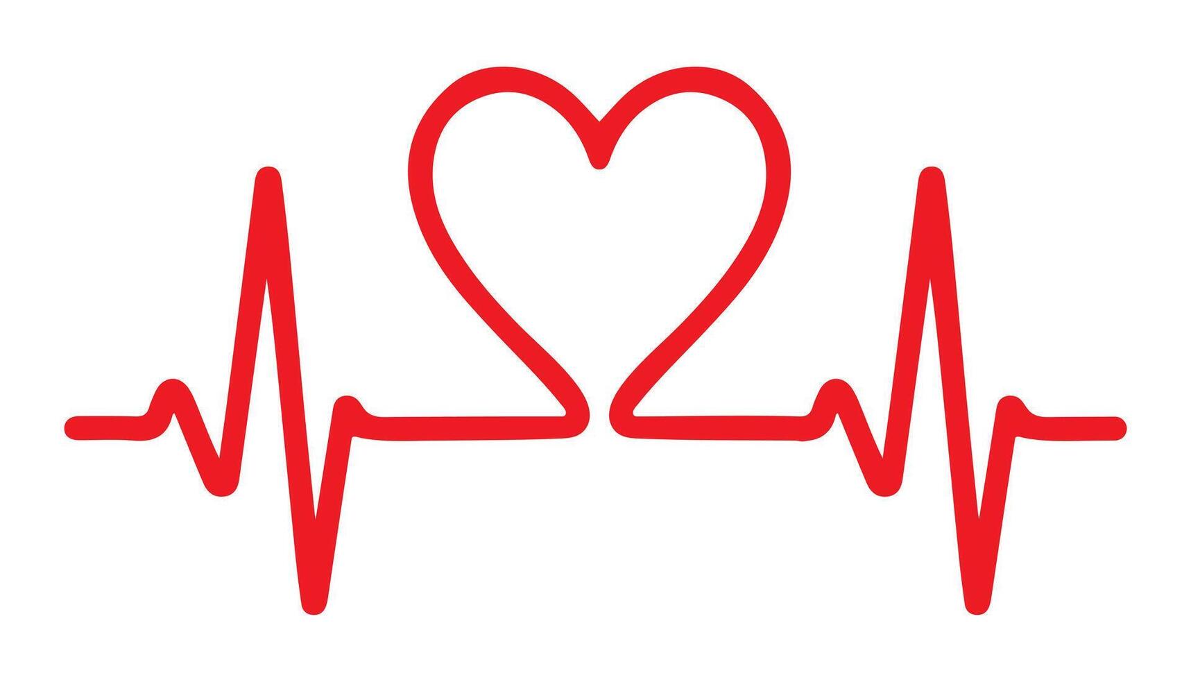 Ecg heart beat line. heart beat sinus rhythm line. Ecg cardio illustration icon. Isolated on white background vector