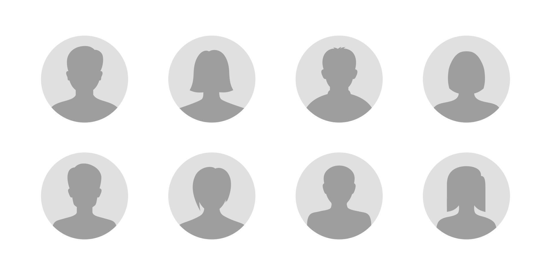 User icon in flat and line style. Person icon set. Male and female profile icons. Avatar face vector