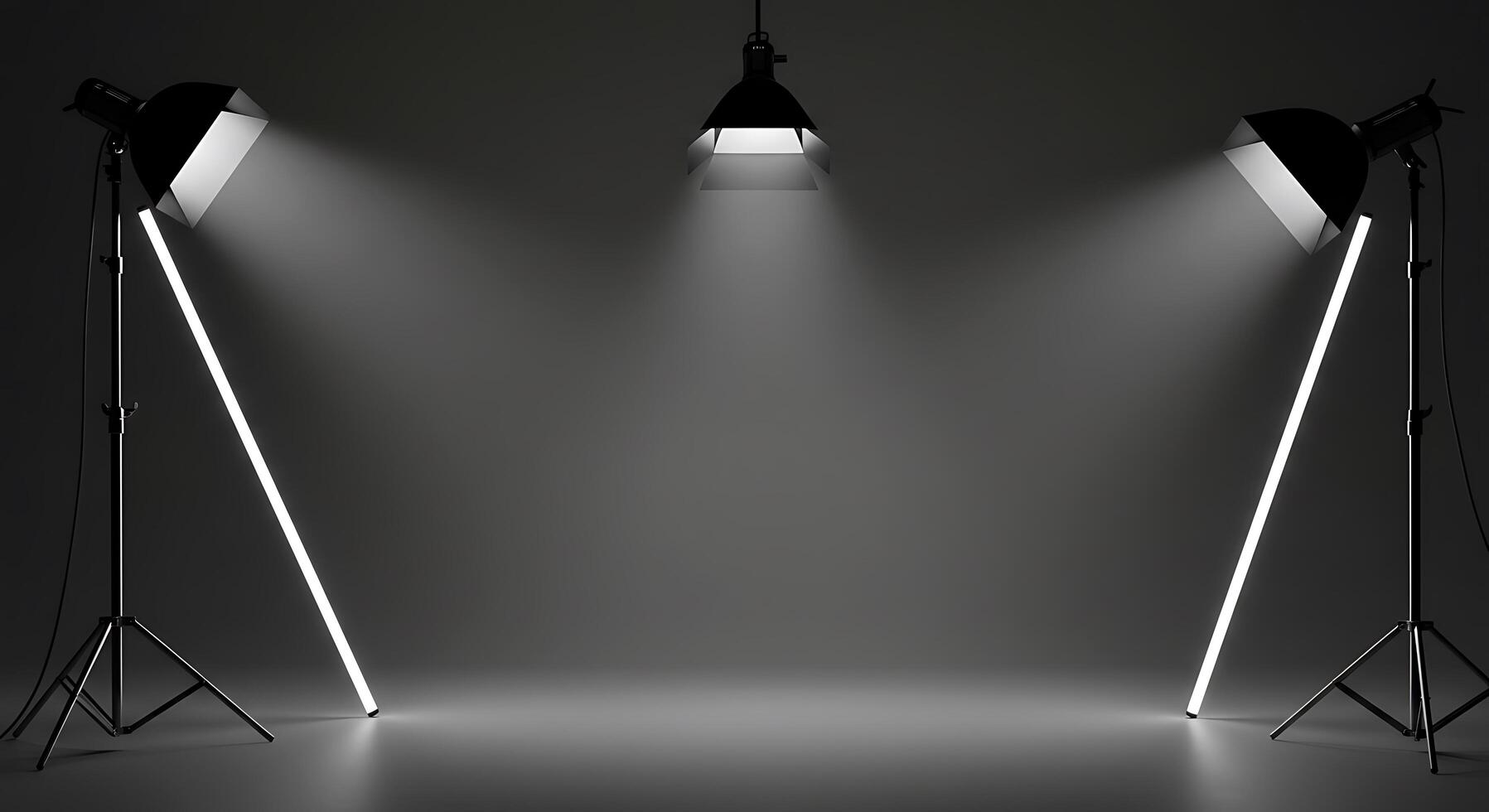 Three light bulbs on a black background photo