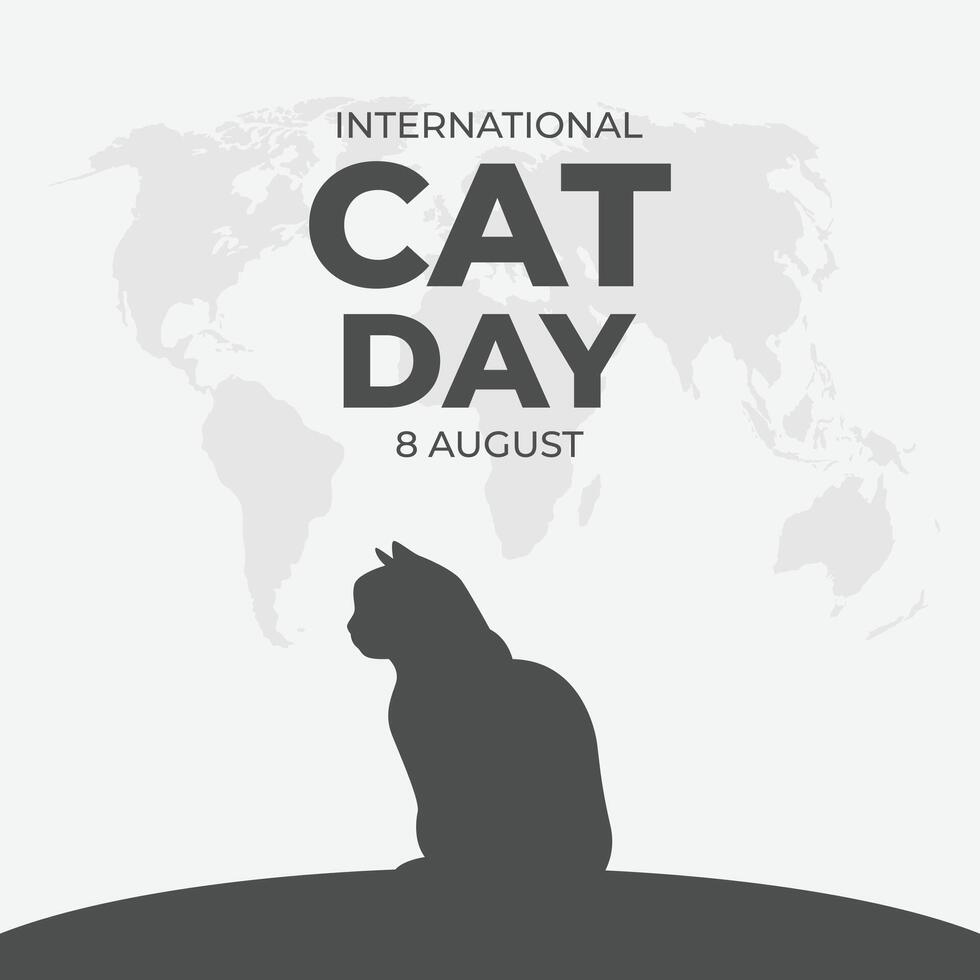 International Cat Day With Cat Silhouette. vector