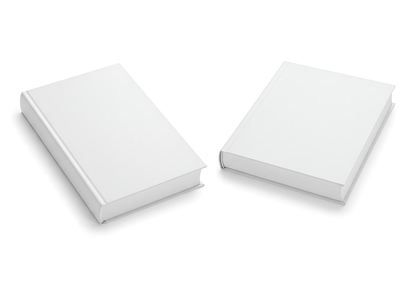 Two blank white book covers on a white surface photo