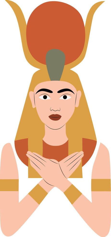 Tefnut goddess peeking, Egyptian Goddess Hathor Icon Art vector