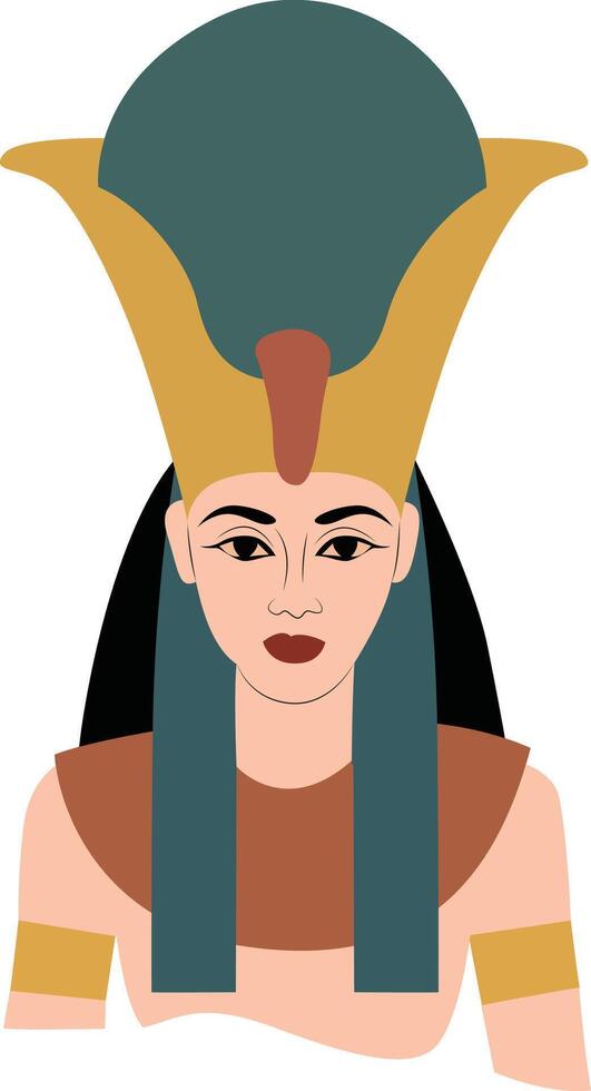 Tefnut goddess peeking, Ancient Egyptian Queen Headdress Portrait vector