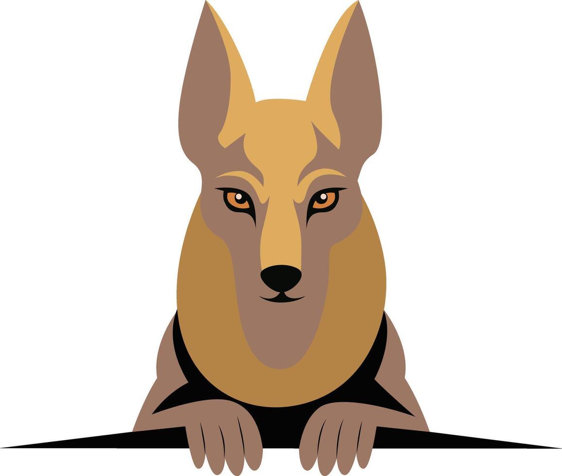 Wepwawet god, German Shepherd Dog Peeking Black Background vector