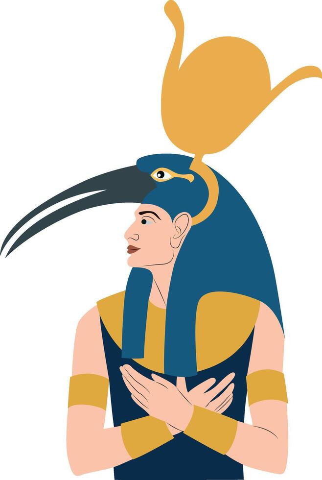 Thoth god peeking, Egyptian God Horus, Profile Portrait, Artwork vector
