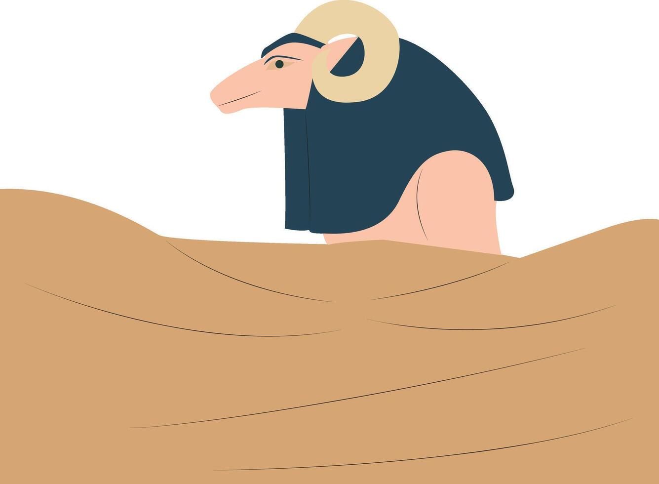 Khnum god peeking, Ancient Egyptian Ram God Statue Sand vector