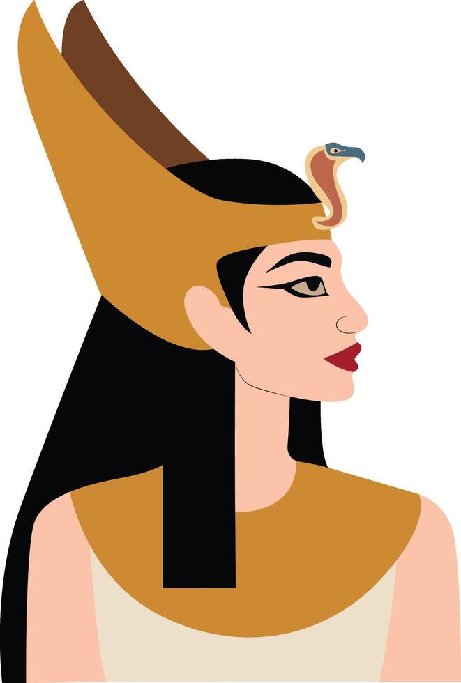 Meretseger goddess peeking, Goddess of the Valley of the Kings, Egyptian Queen Profile Art Deco Style vector
