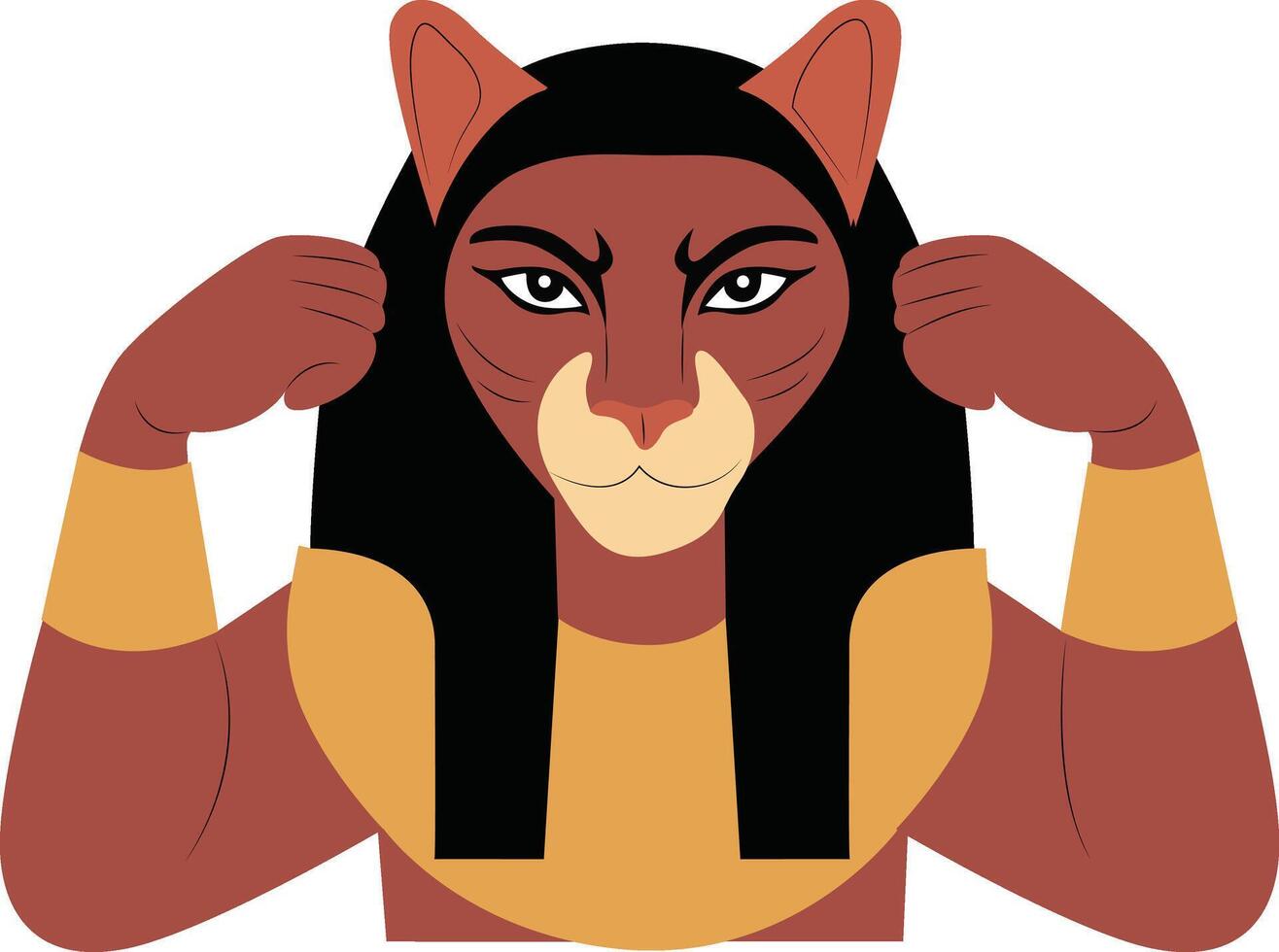 Sekhmet god, goddess peeking, God of medicine and war, Powerful Bastet Goddess Egyptian Art vector